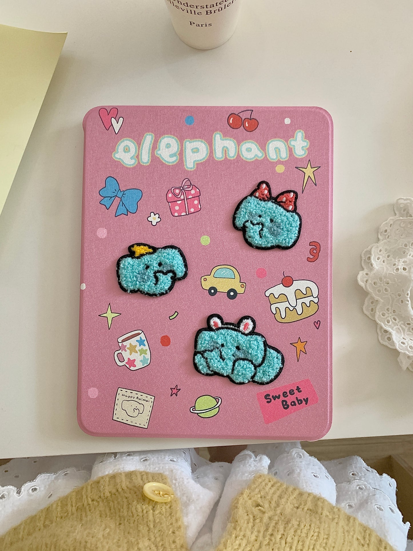 Fluffy Elephant iPad Case with Pen Holder/iPad Cover for iPad 10 Gen(10.9 inch)/iPad Pro/Air/Mini