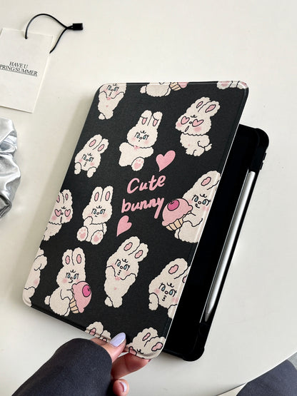 Cute Bunny iPad Case with Pen Holder/iPad Cover for iPad 10 Gen(10.9 inch)/iPad Pro/Air/Mini