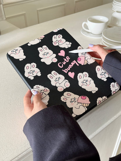 Cute Bunny iPad Case with Pen Holder/iPad Cover for iPad 10 Gen(10.9 inch)/iPad Pro/Air/Mini