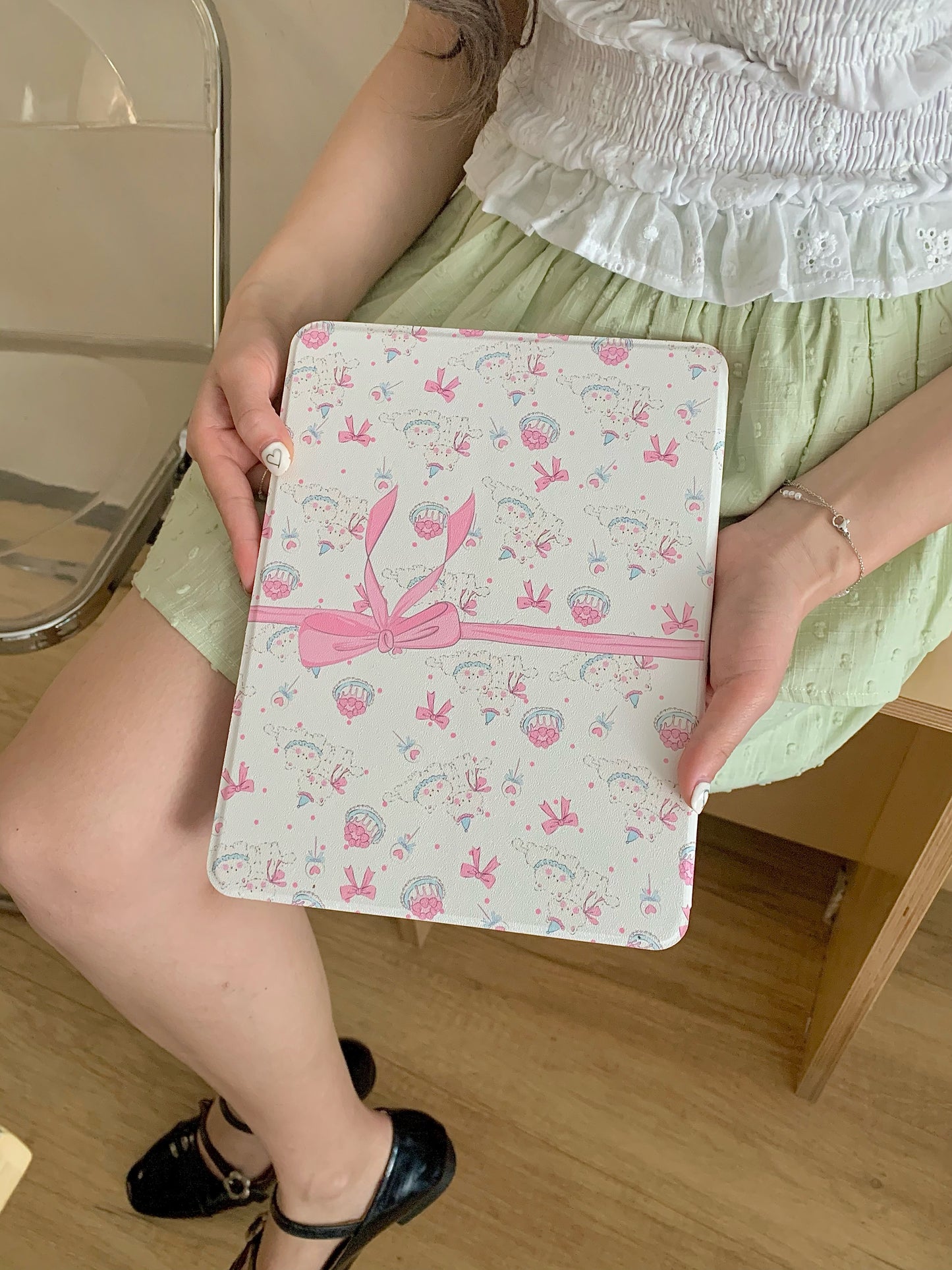 Pink Kitty iPad Case with Pen Holder/iPad Cover for iPad 10 Gen(10.9 inch)/iPad Pro/Air/Mini