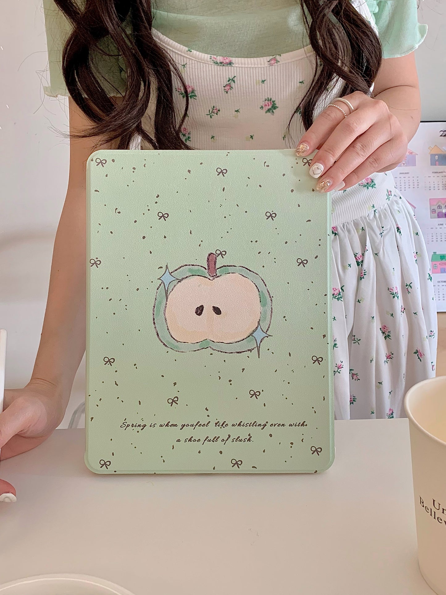 Cartoon Apple iPad Case with Pen Holder/iPad Cover for iPad 10 Gen(10.9 inch)/iPad Pro/Air/Mini