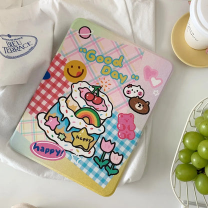 Cute Cartoon iPad Case with Pen Holder/iPad Cover for iPad 10 Gen(10.9 inch)/iPad Pro/Air/Mini