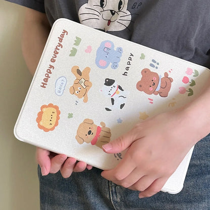 Cartoon Animal iPad Case with Pen Holder/iPad Cover for iPad 10 Gen(10.9 inch)/iPad Pro/Air/Mini