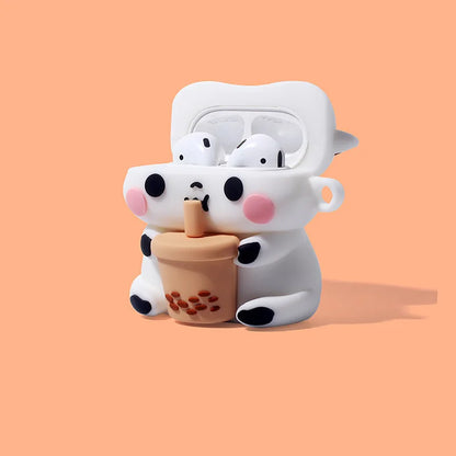 Cartoon Cow Milk Tea Silicone Soft Case For Airpods 1 2 3