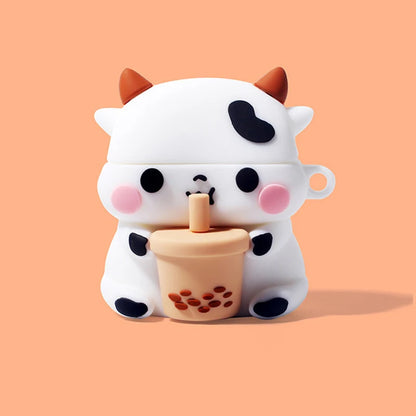 Cartoon Cow Milk Tea Silicone Soft Case For Airpods 1 2 3