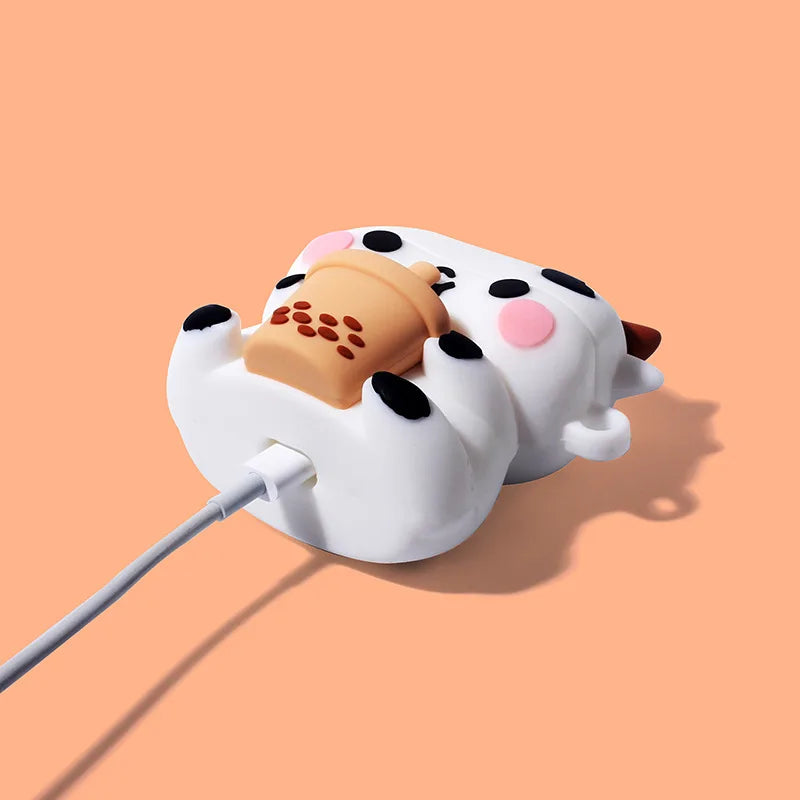 Cartoon Cow Milk Tea Silicone Soft Case For Airpods 1 2 3