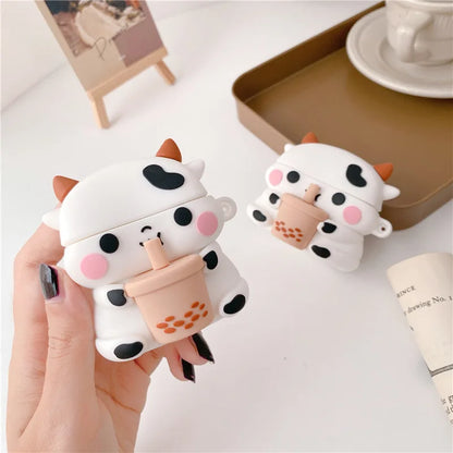 Cartoon Cow Milk Tea Silicone Soft Case For Airpods 1 2 3