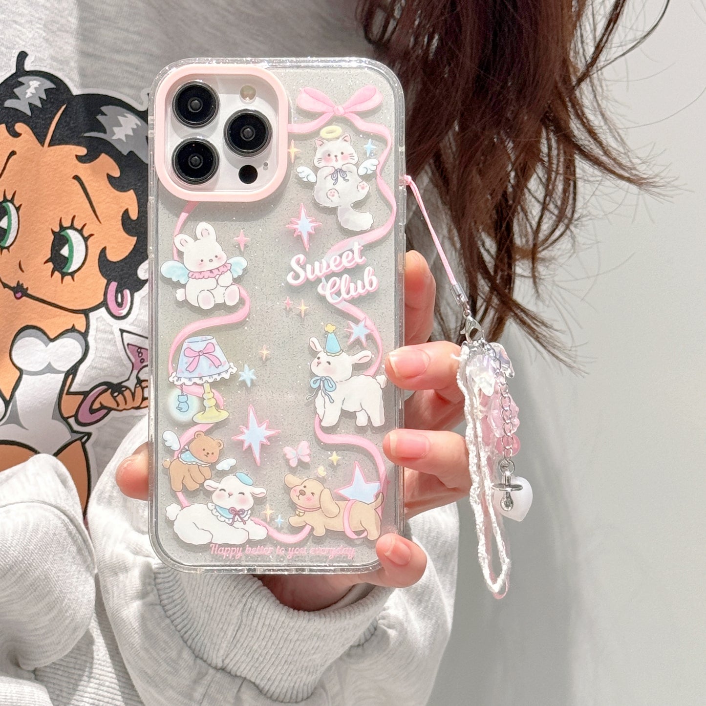 Cartoon Animal iPhone Case with Charm for iPhone 15/14/13/12/11/Pro/Pro Max