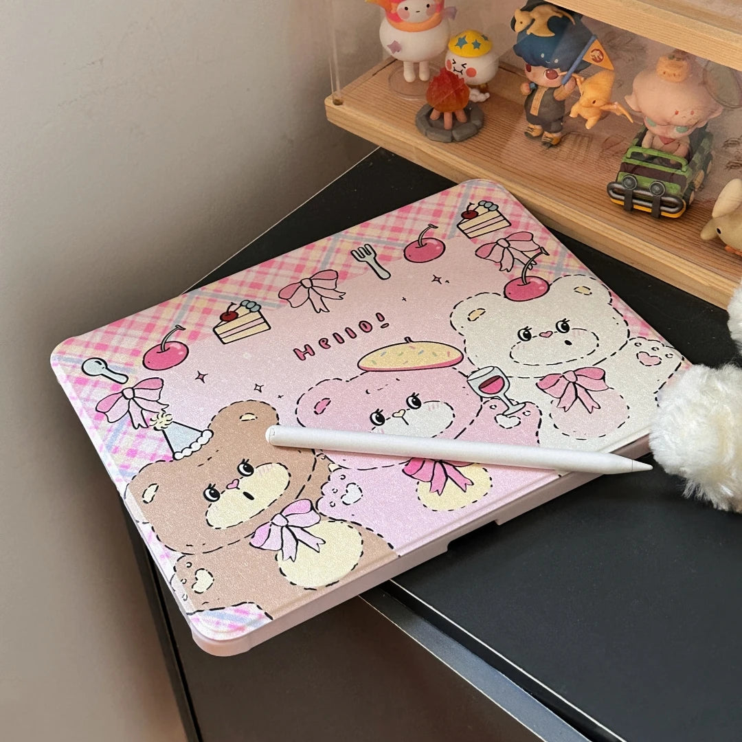 Cartoon iPad Case with Pen Holder/iPad Cover for iPad 10 Gen(10.9 inch)/iPad Pro/Air/Mini