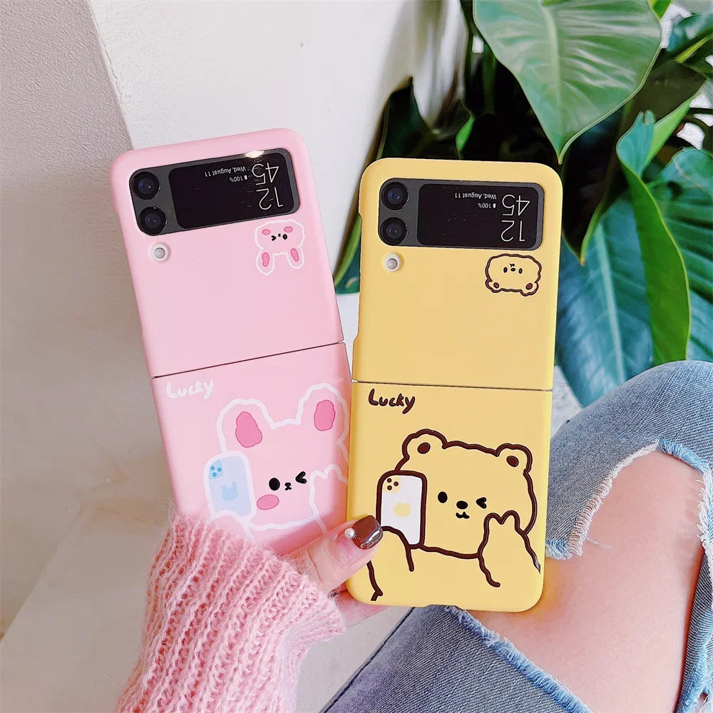 Cartoon Bear Case For Samsung Galaxy Z Flip 5 /4/ 3 Shockproof Cover