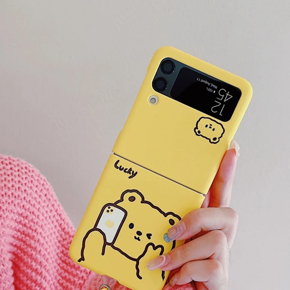 Cartoon Bear Case For Samsung Galaxy Z Flip 5 /4/ 3 Shockproof Cover