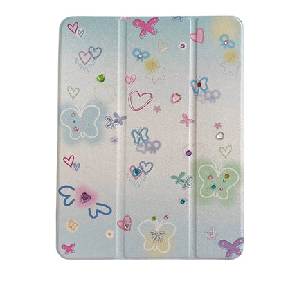 Butterfly iPad Case with Pen Holder/iPad Cover for iPad 10 Gen(10.9 inch)/iPad Pro/Air/Mini