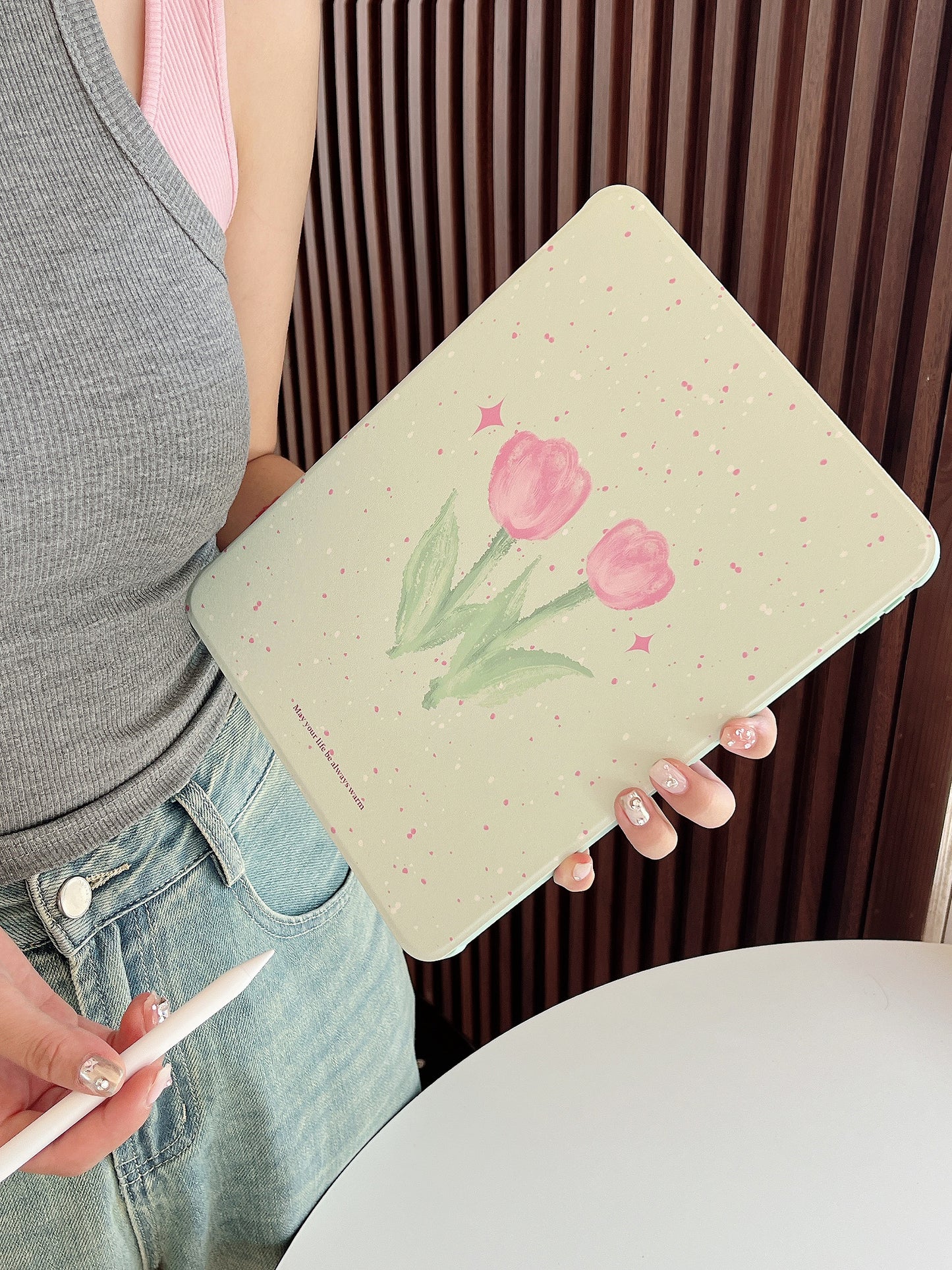 Floral iPad Case with Pen Holder/iPad Cover for iPad 10 Gen(10.9 inch)/iPad Pro/Air/Mini