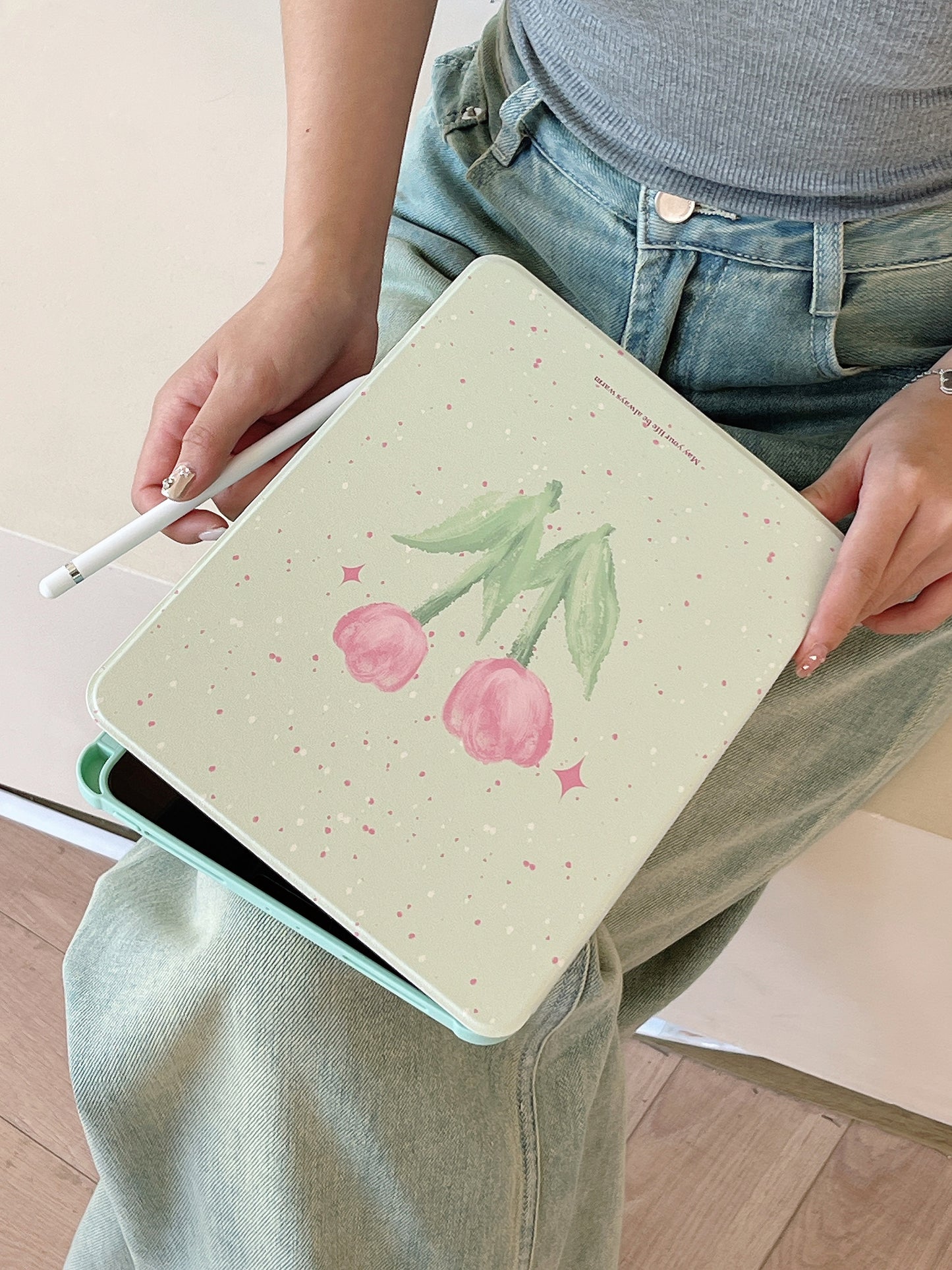 Floral iPad Case with Pen Holder/iPad Cover for iPad 10 Gen(10.9 inch)/iPad Pro/Air/Mini