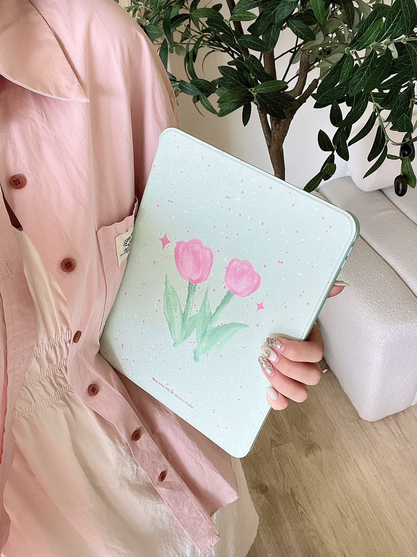 Floral iPad Case with Pen Holder/iPad Cover for iPad 10 Gen(10.9 inch)/iPad Pro/Air/Mini