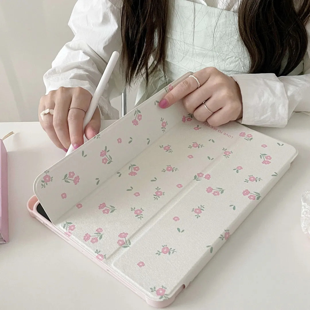 Floral iPad Case with Pen Holder/iPad Cover for iPad 10 Gen(10.9 inch)/iPad Pro/Air/Mini