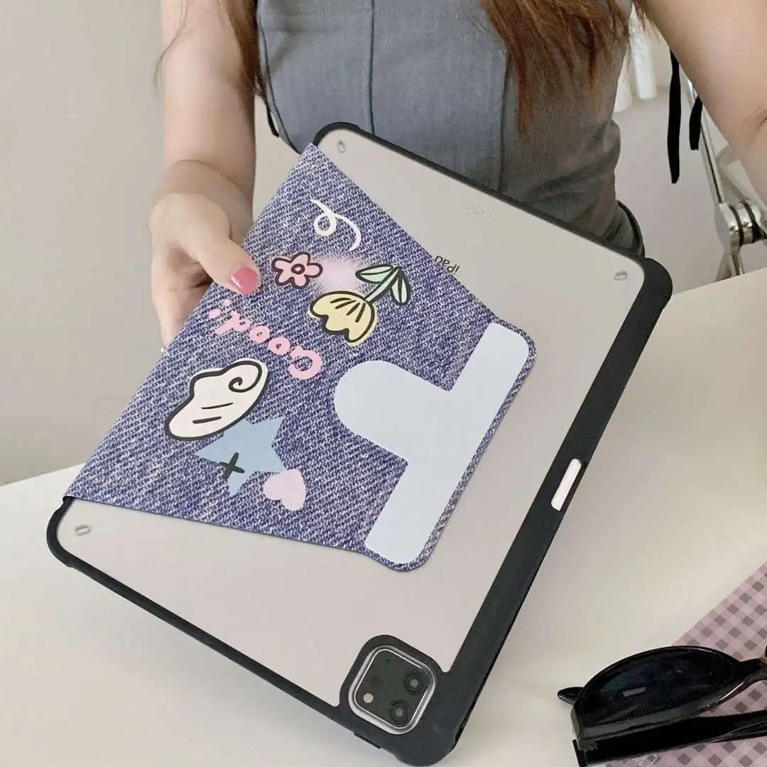 Cartoon Puppy iPad Case with Pen Holder/iPad Cover for iPad 10 Gen(10.9 inch)/iPad Pro/Air/Mini