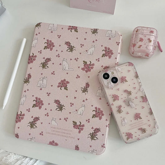 Floral iPad Case with Pen Holder/iPad Cover for iPad 10 Gen(10.9 inch)/iPad Pro/Air/Mini