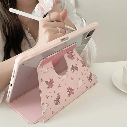 Floral iPad Case with Pen Holder/iPad Cover for iPad 10 Gen(10.9 inch)/iPad Pro/Air/Mini