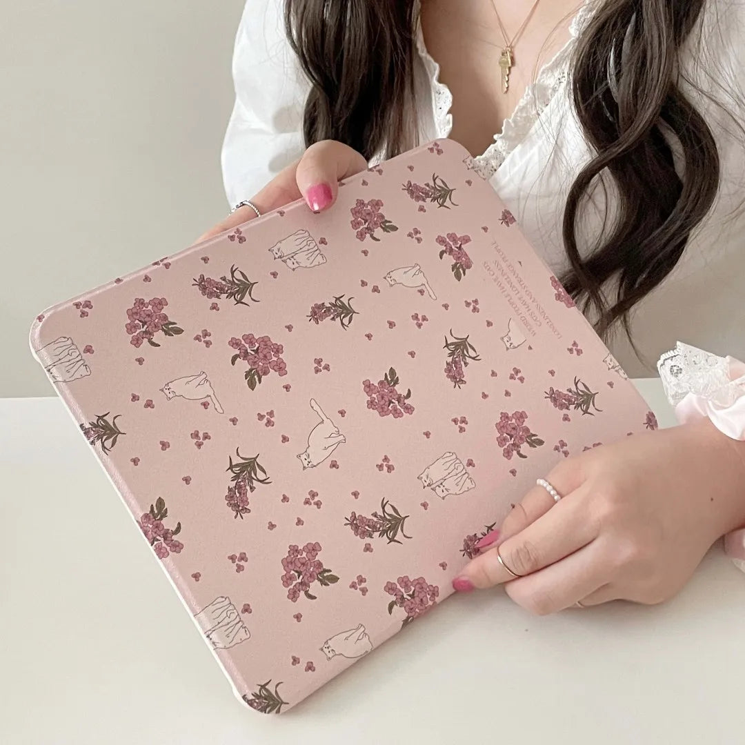 Floral iPad Case with Pen Holder/iPad Cover for iPad 10 Gen(10.9 inch)/iPad Pro/Air/Mini