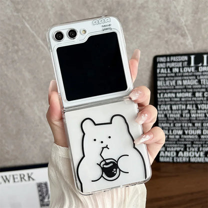 Cute Cartoon Bear Bracelet Case for Samsung Galaxy Z Flip 5 4 3 Wrist Chain